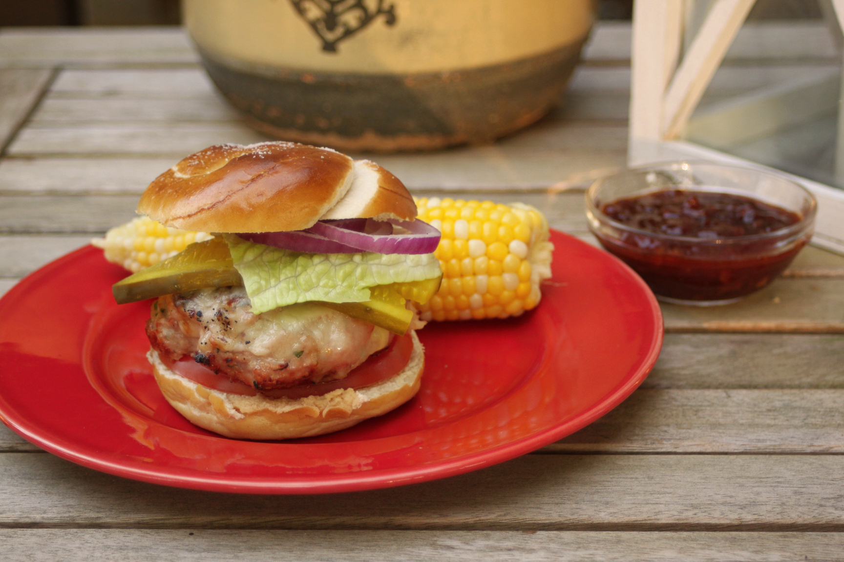 Bacon Bit Turkey Burgers with Peach Barbecue Ketchup Rachael Ray's